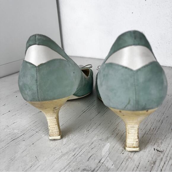 Gianni Bini Adrianne seafoam white pointed toe suede heels size 8 - Picture 6 of 14